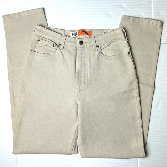 Faded Glory Straight Leg Stretch‎ Jeans Womens 10 Average High Rise Denim Tan - Picture 1 of 6